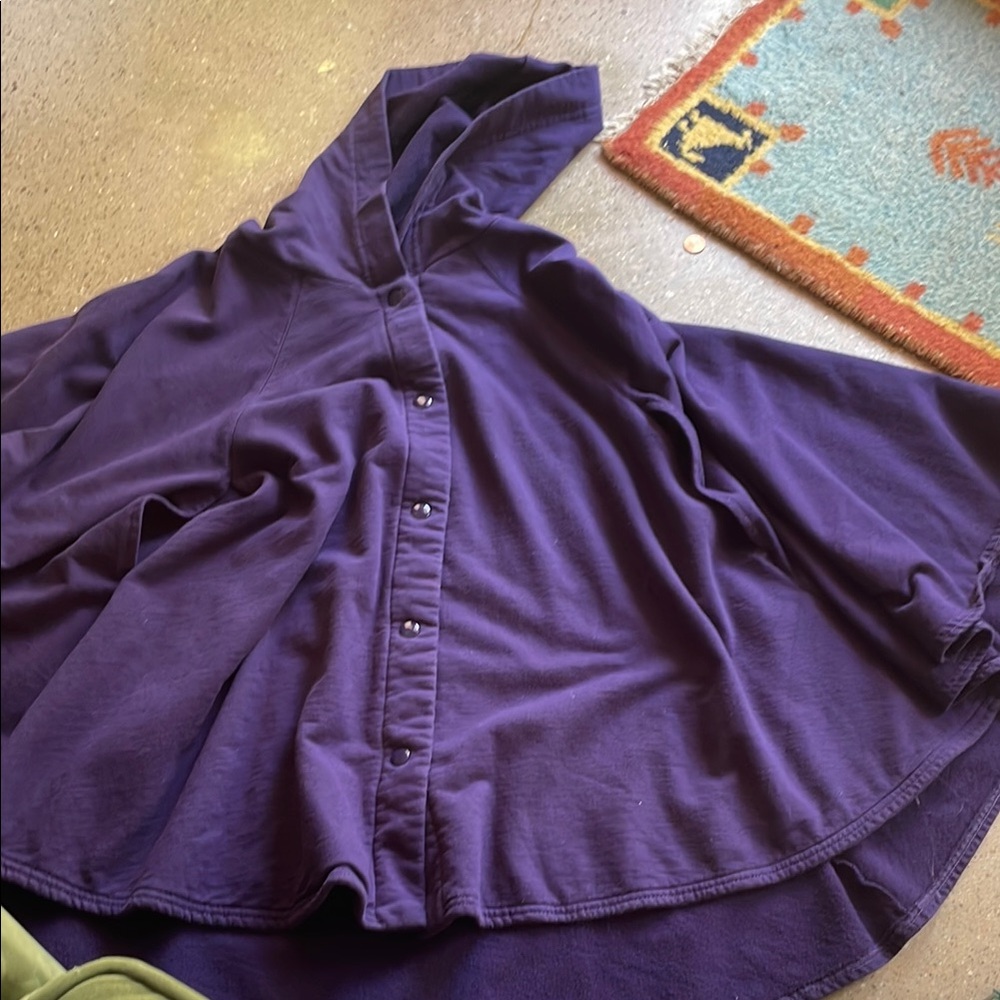 American Apparel Purple Hooded Cape with Button Closure